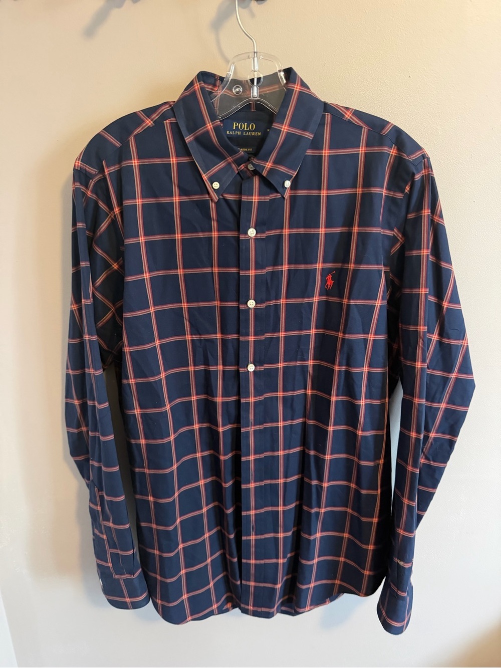 Polo Ralph Lauren Navy Plaid Classic Fit Button Down Size M
